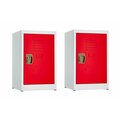 Adiroffice 24in H x 15in W Steel Single Tier Locker in Red, 2PK ADI629-02-RED-2PK